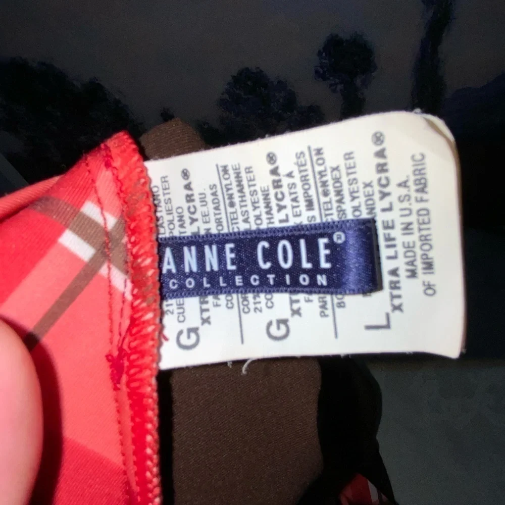 Anne Cole Brown Retro Swim Skirt Orange & White Criss Cross Tie Waistband Large